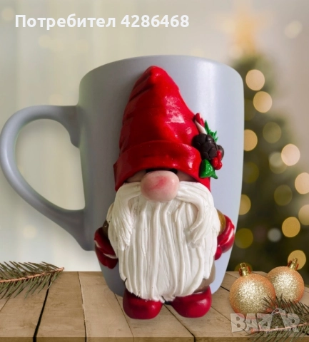 Коледни чаши с полимерна глина , снимка 2 - Коледни подаръци - 52678313