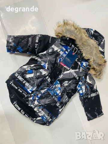 Детско зимно яке със пухена качулка и силиконов пълнеж.Размери за 1 2 3 4 5 6 8 10 12 14 16г, снимка 2 - Детски якета и елеци - 51280589