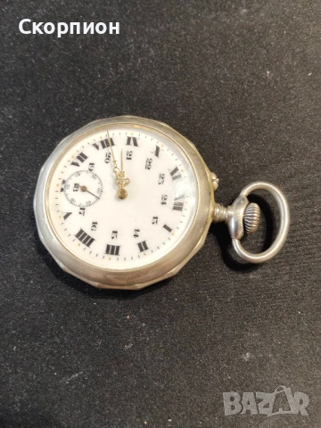 Швейцарски джобен часовник посребрени капаци - Argentan -  Цилиндър - РЯДЪК, снимка 7 - Джобни - 50823822