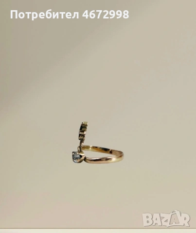 Златен пръстен със диамант, сапфир, рубин и аматист, снимка 5 - Пръстени - 53266087