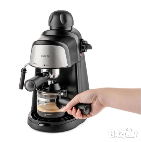 Комплект еспресо машина MUHLER MCM-33 + 2 стъклени чаши Luigi Ferrero Caffeina 80ml FR-8012 ПОДАРЪК, снимка 4 - Друга електроника - 51884610