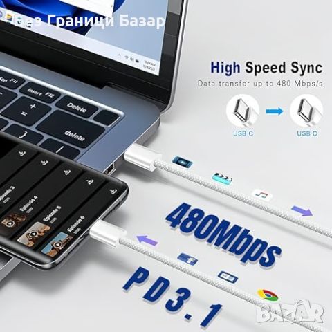 Ново 140W USB C зарядно за MacBook Pro/Air и iPad Pro/Air Стенен адаптер, снимка 4 - Друга електроника - 46605324