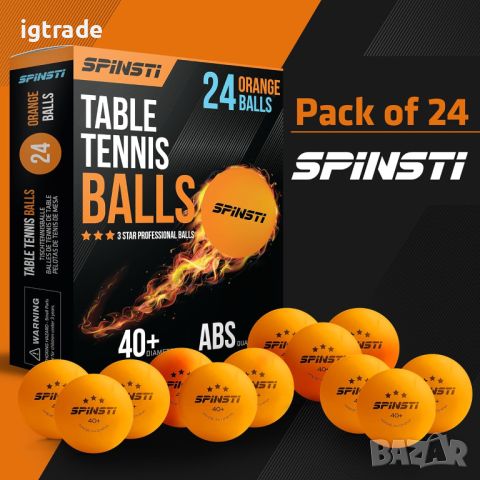 Комплект 24 топки за тенис на маса SPINSTI, Professional , 3 звезди, Оранжев, снимка 7 - Тенис - 45148157