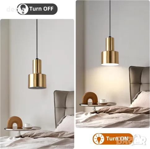 Индустриален висящ аплик Mikeru, 12 см златен висящ аплик, винтидж, снимка 5 - Лампи за таван - 50422158