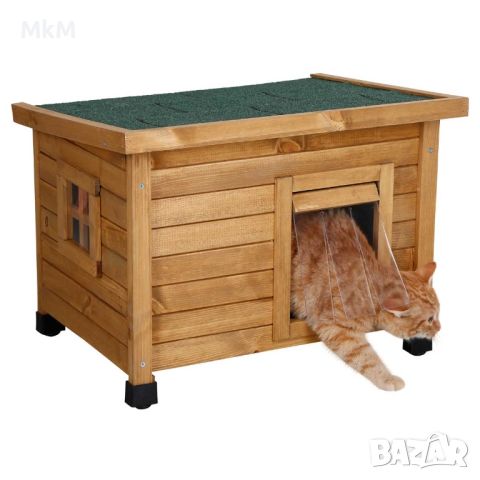 Дървена къщичка за коте или малка порода кученце , подходяща за външна и вътрешна употреба  , снимка 4 - За котки - 46312243