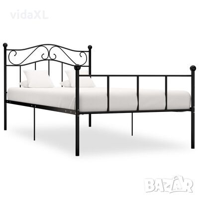 vidaXL Рамка за легло, черна, метал, 90x200 см(SKU:284523, снимка 1 - Спални и легла - 46041278
