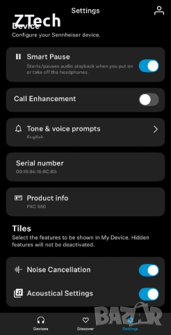 Sennheiser PXC 550 Bluetooth Слушалки, снимка 10 - Bluetooth слушалки - 51779517