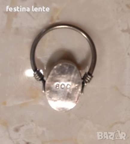 Сребърен винтидж пръстен с карнеол, снимка 5 - Пръстени - 52388805