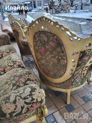 Италианска барокова холна гарнитура , снимка 5 - Дивани и мека мебел - 53905075