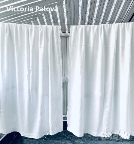 Две бели ленени (100%) пердета 2 броя