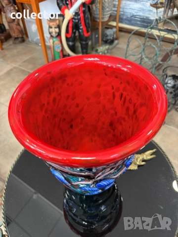 Многоцветна стъклена ваза - Murano. №7382, снимка 5 - Антикварни и старинни предмети - 51879834