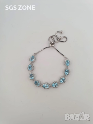 СРЕБЪРНА ГРИВНА СЪС СИН ТОПАЗ И ПЕРИДОТ 925, снимка 4 - Гривни - 52367524