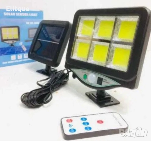 Лампа с отделен соларен панел и 128 cob led диода с 3 режима,дистанционно, снимка 3 - Лед осветление - 52862754