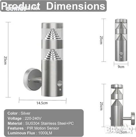 NBHANYUAN Осветление за стена с 4 режима и сензор за движение, снимка 5 - Лампи за стена - 49824143