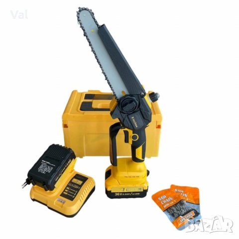 Акумулаторна Резачка 36V 8Ah с Шина 15 см – Трион с Автоматично Смазване и 2 Вериги, снимка 6 - Моторни триони/резачки - 53690440