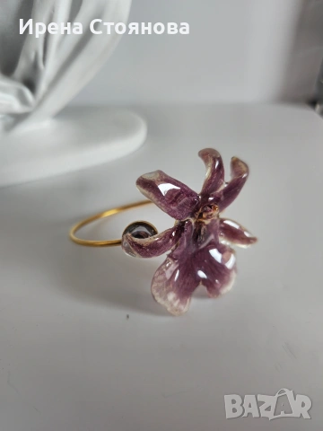 Гривна с естествен цвят на орхидея Miltonia. , снимка 11 - Гривни - 53737993