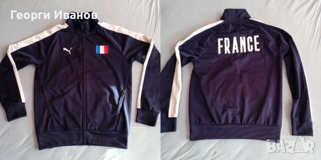 НОВА БЕЗ ЕТИКЕТ FRANCE PUMA Navy Blue Full Zip sweatshirt hoodie top горница топ суичър худи