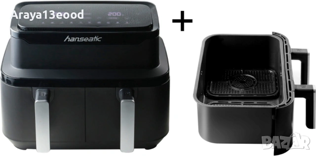 Фритюрник с горещ въздух Hanseatic HAF212600D 39156050 2in1 (XXL 9L, с функция за сушене), снимка 2 - Фритюрници - 53875947