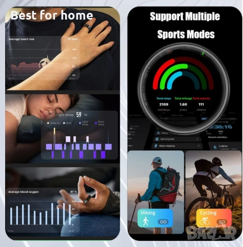 Умен пръстен за фитнес тракер, размер 8, цвят - розово злато, снимка 5 - Смарт гривни - 53666375