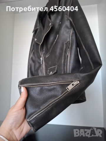 Мъжко кожено яке Biker от еко кожа модел на ZARA - ново, снимка 3 - Якета - 51810654