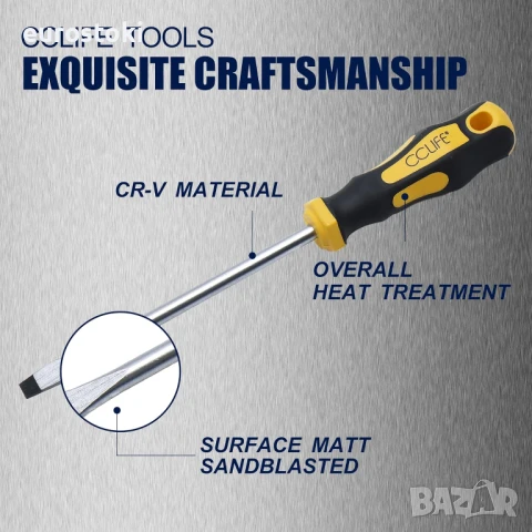 CCLIFE Комплект магнитни отвертки от 8 части с плоски, Pozidriv и Phillips CR-V отвертки с куфар , снимка 2 - Куфари с инструменти - 51076006