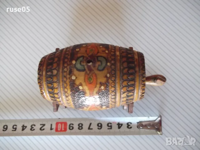 Буре дървено пирографирано на стойка, снимка 2 - Колекции - 49884247