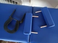Синя сгъваема масажна кушетка 2 зони с дървена рамка VidaXL, снимка 10
