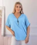 Дамска блуза с цип на деколтето и къси ръкави 9740, снимка 9