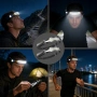 Нови 2 броя LED челник акумулаторен IPX4 сензор 9 режима 3000LM фар глава, снимка 7