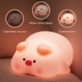 Мека гумена нощна лампа прасенце Pig LED Night Light – нежна светлина, която стопля сърцето, снимка 1