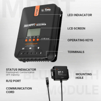 Litime 30 Amp 12V/24V DC вход Bluetooth MPPT контролер за слънчево зареждане, снимка 2 - Друга електроника - 45031351