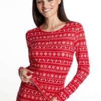 Червена коледна дамска пижама  със снежинки, снимка 5 - Пижами - 45664529