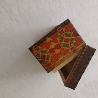 Стара дървена пирографирана кутия, снимка 7 - Други ценни предмети - 45657170