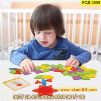 Детска образователна игра Монтесори с цветни геометрични фигури от 155 части - КОД 3559, снимка 7 - Образователни игри - 45305688