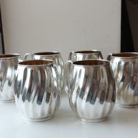 Прекрасни чаши(халби)шест броя силвер плейт(silver plate)вместимост 350 мл., снимка 4 - Чаши - 45254333