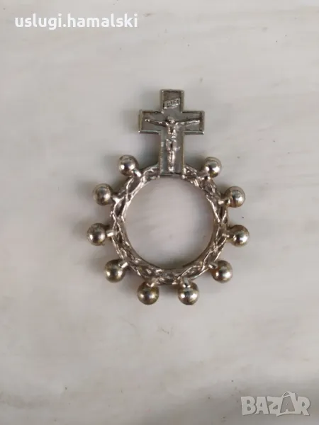 Стара джобна броеница/кръст/пръстен, снимка 1