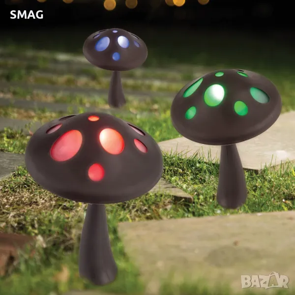 Соларен фенер Цветна сменяща се LED гъба Ø18x27см - 1 бр. S_1201533, снимка 1