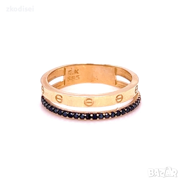 Златен дамски пръстен 2,60гр. размер:52 14кр. проба:585 модел:34394-3, снимка 1