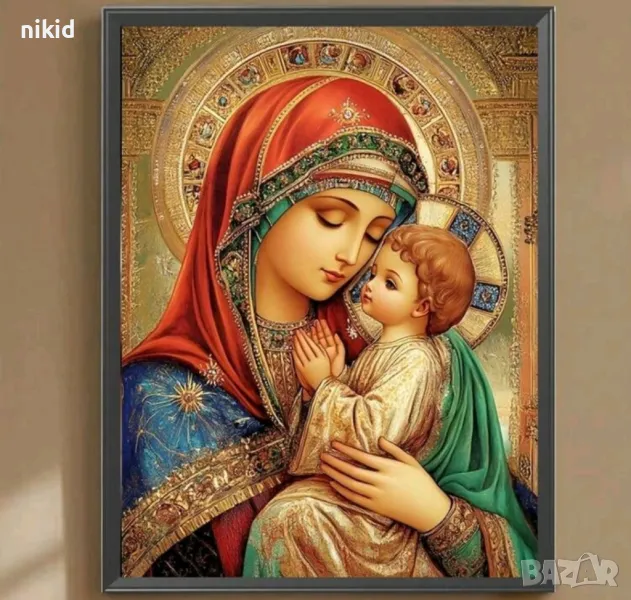 Икона Дева Мария Богородица Младенеца 5D гоблен диамантен картина мозайка за направа схема камъчета, снимка 1