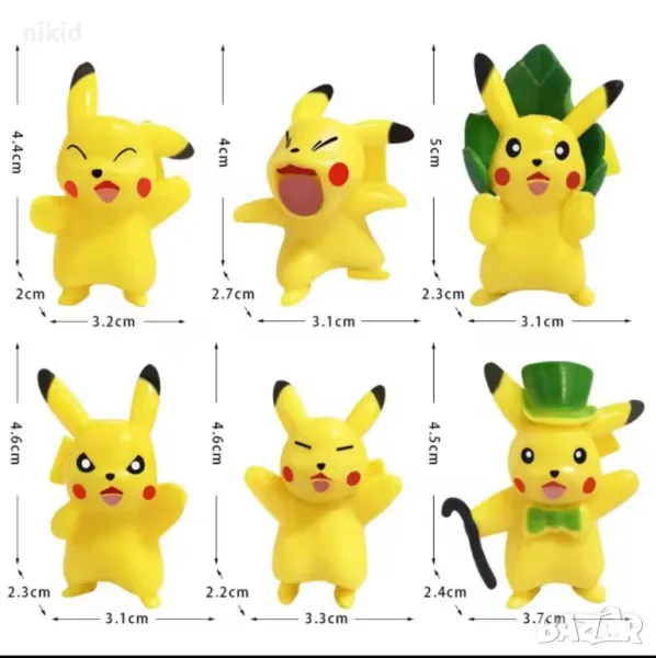 6 Пикачу от Покемон пластмасови фигурки фигурка за игра и украса торта декор топери, снимка 1