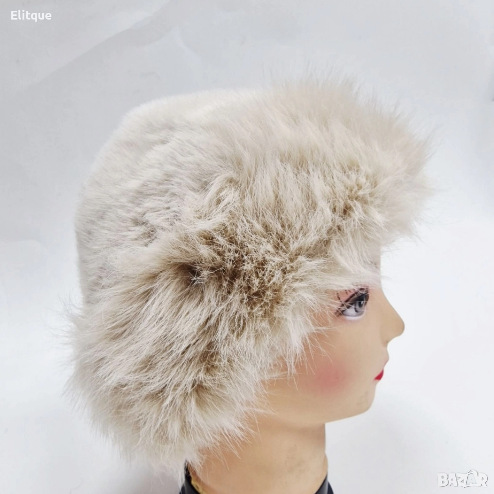Дамска пухкава зимна шапка от изкуствен косъм, снимка 1