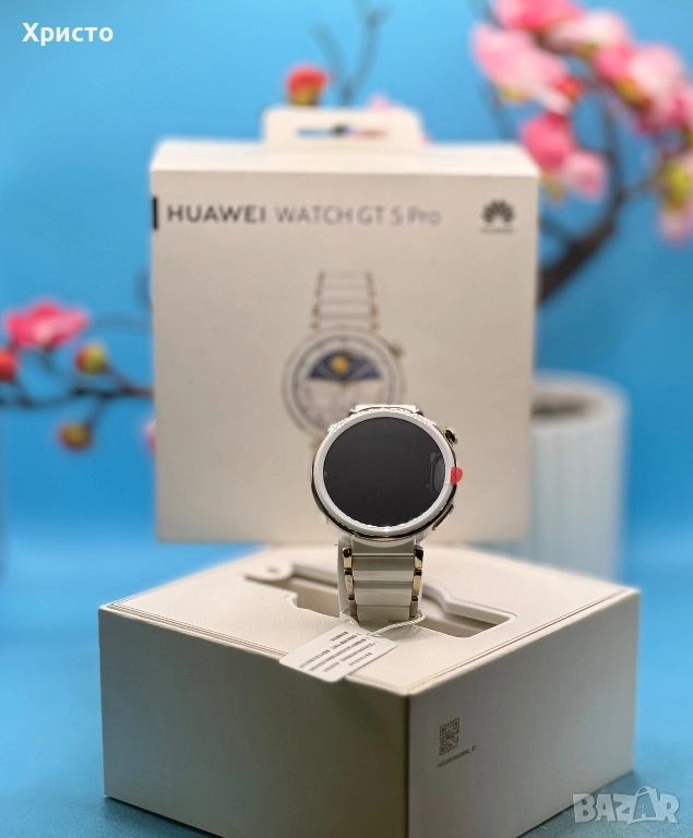 НОВ!!! Смарт часовник Huawei Watch GT 5 Pro, 42mm, White Ceramic, снимка 1