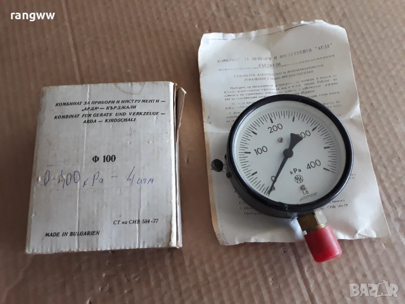манометър Ф100(0/400)bar, G1/2", долно присъединяване , снимка 1