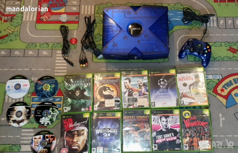 Microsoft Xbox Original video Game system Blue Halo 2 Evo x with controller, снимка 1