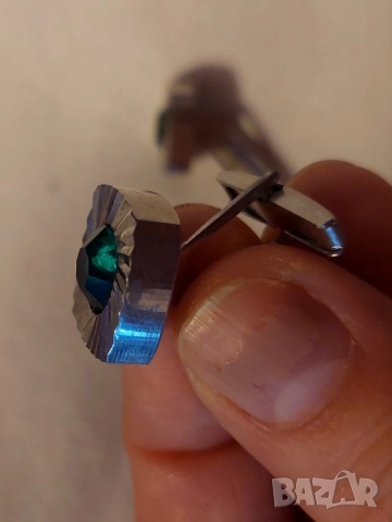 копчета за ръкавели със зелен камък, снимка 4 - Колиета, медальони, синджири - 51757443