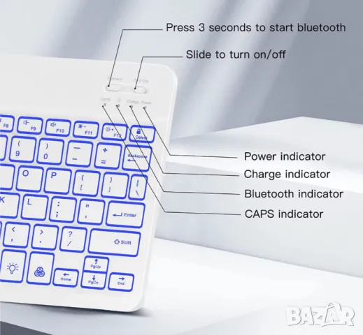 Блутут клавиатура, снимка 14 - Клавиатури и мишки - 47615755