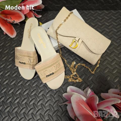 Christian Dior дамски чехли и чанти висок клас реплика, снимка 3 - Чехли - 46349250