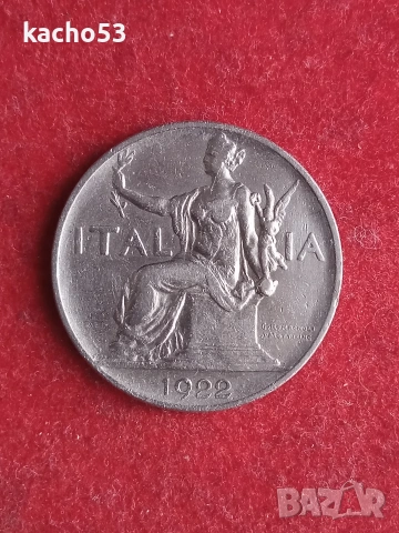 1 лира 1922 г. Италия., снимка 2 - Нумизматика и бонистика - 54054609