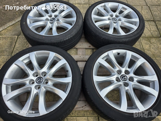 Лети джанти 19ки 5х114.3 Mazda + летни гуми 225/45/19 Bridgestone, снимка 3 - Гуми и джанти - 53707731