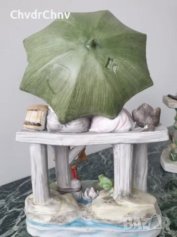 2бр японски статуетки 17-20см/порцеланови фигури композиции/деца-лодка/дядо-дете-куче, снимка 5 - Статуетки - 50289863